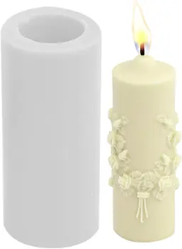 Форма за цветя колони | Форми за производство на свещи с релефни флорални патрон | Декоративна форма за извършване на резервирането Епоксидни форми на Свещ Ma
